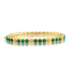 Berry Gem Petite Hinged Bangle in Malachite