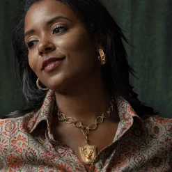 Berry Medium Hoop Earrings in Teak