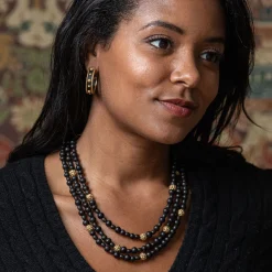 Berry Medium Hoop Earrings in Ebony