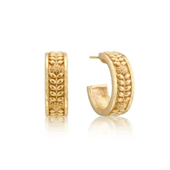 Berry Vine Small Hoop Earrings in Gold