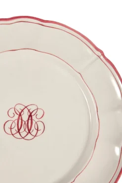 Bespoke Milano Plate with Central Monogram and Rim, Set of 12