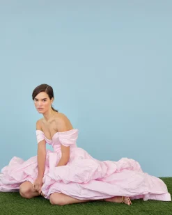 Bettina Gown in Orchid Jacquard Taffeta