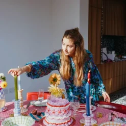 Beverly Small Dessert Plate in Pink & Green