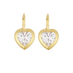 Bezel Heart Drop Earrings
