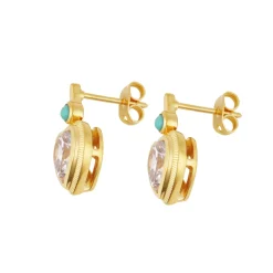 Bezel Heart Earrings with Turquoise