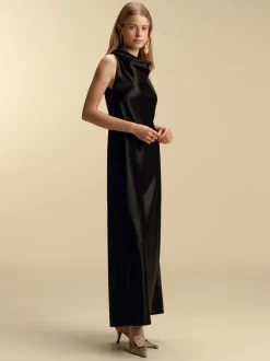 Bias Slipdress with Cowl Neckline in Black