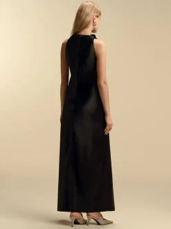 Bias Slipdress with Cowl Neckline in Black