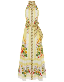 Biba Cotton Maxi Dress in Terrazo Yellow