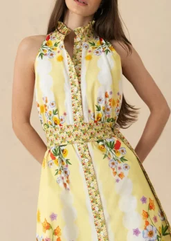 Biba Cotton Maxi Dress in Terrazo Yellow