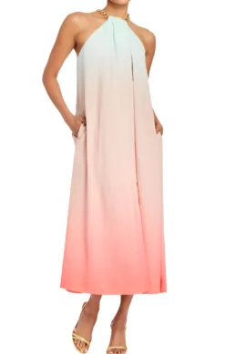 Bijou Halter Dress in Coastal Ombre