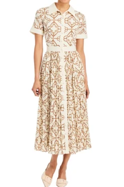 Billie Collared Shirt Dress in Quatrefoil Tile