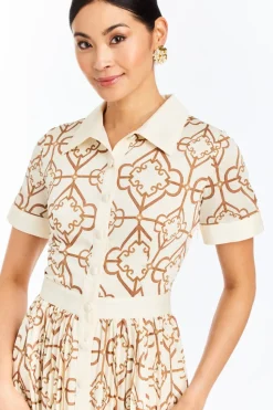 Billie Collared Shirt Dress in Quatrefoil Tile