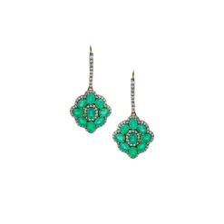 Bindu Emerald and Diamond Earrings