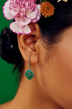 Bindu Emerald and Diamond Earrings