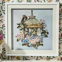 Bird Cage Paper Collage Wall Art