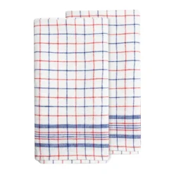 Bistro Tea Towel in Blue & Red, Set of 2