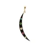 Black Enamel Multi Stone Crescent Charm