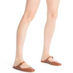 Blair Flat Mule in Caramel Leather