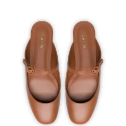 Blair Flat Mule in Caramel Leather