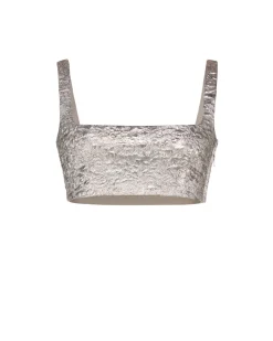 Blake Top in Silver Brocade