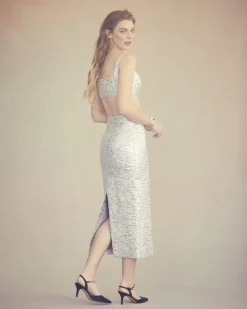 Blake Top in Silver Brocade