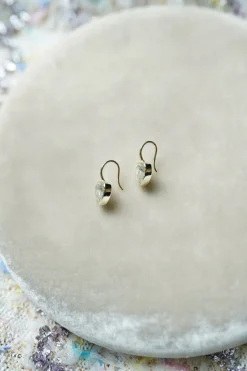 Blanc Bezel Heart Earwire