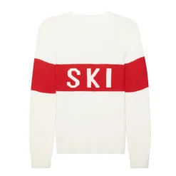Block Ski Crewneck Sweater in White