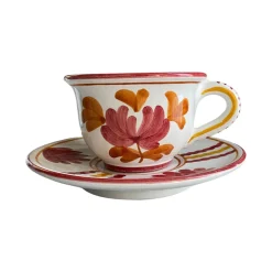 Blossom Teacup and Saucer in Burgundy
