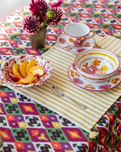 Blossom Teacup and Saucer in Burgundy