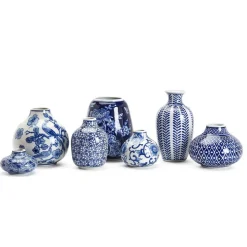Blue & White Vase, Set of 7