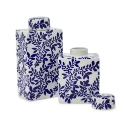 Blue and White Chinoiserie Tea Jars, Set of 2
