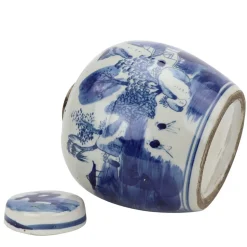 Blue and White Mini Jar with a Mountain and Tree