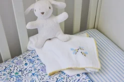 Blue and White Striped Crib Sheet