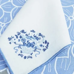 Blue Basket Dinner Napkins, Set of 4