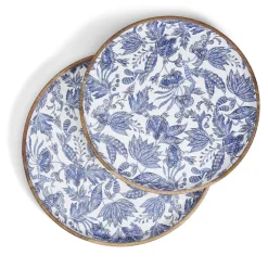 Blue Batik Hand-Crafted Wood Round Tray
