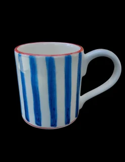 Blue Ceramic Mugs, Set of 6