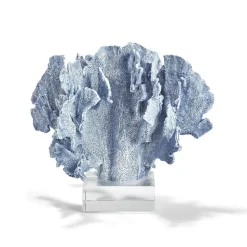 Blue Coral Sculpture on Glass Base