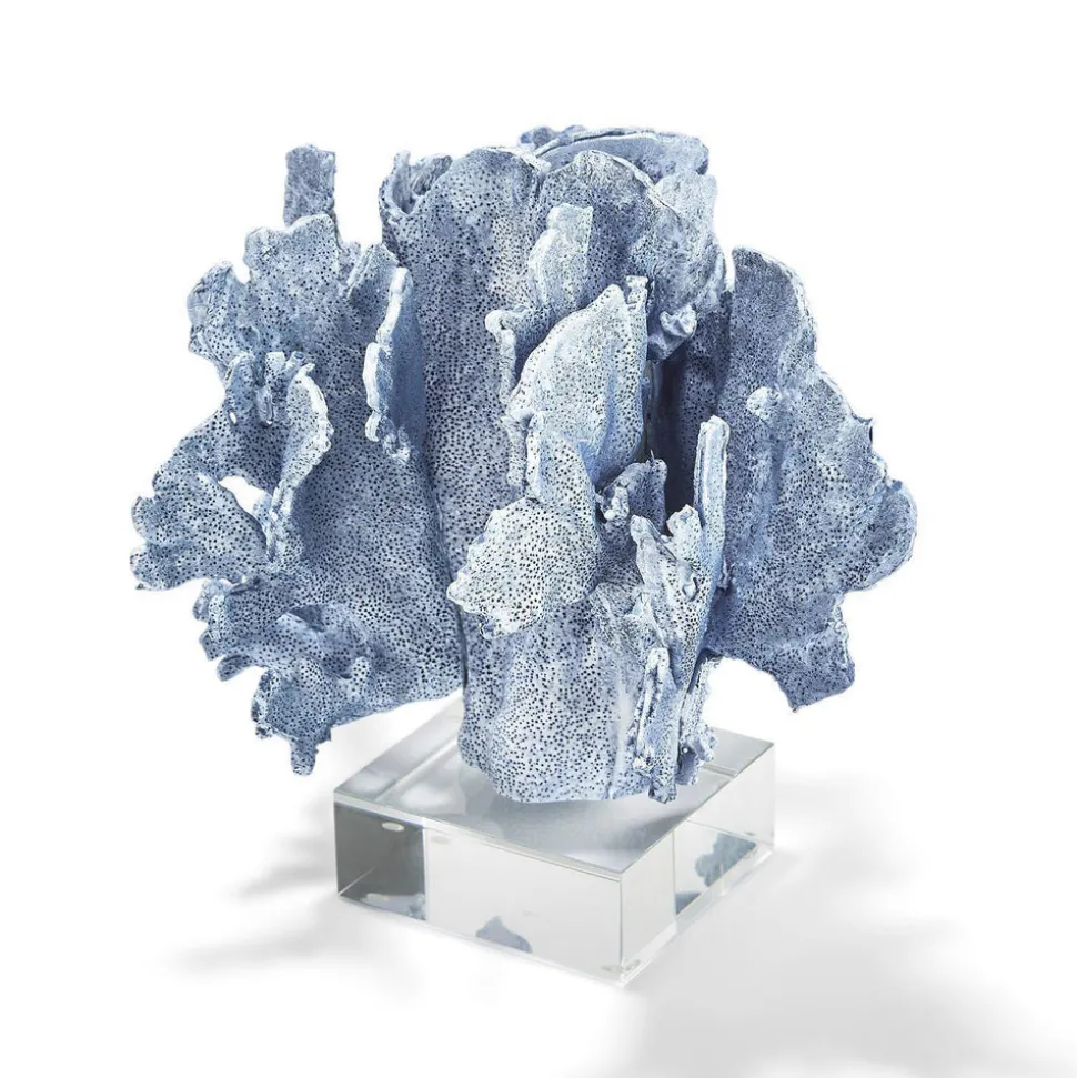 Blue Coral Sculpture on Glass Base