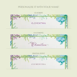 Blue Corals Stationery Cards, Personalized Set of 50