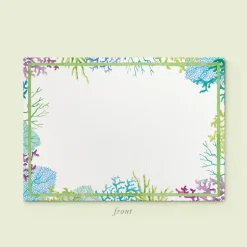 Blue Corals Stationery Cards, Personalized Set of 50