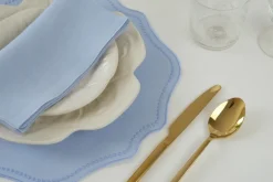 Blue Dotted Blue Linen Placemat, Set of 4