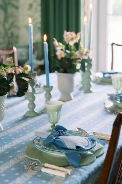 Blue Dotted White Linen Napkin and Placemat, Set of 2