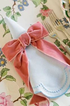 Blue Dotted White Linen Napkin and Placemat, Set of 2