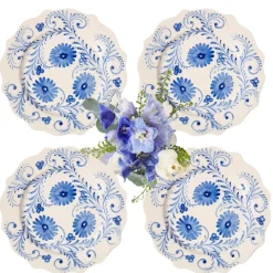 Blue Flowers Dinner Plates, Set of 4