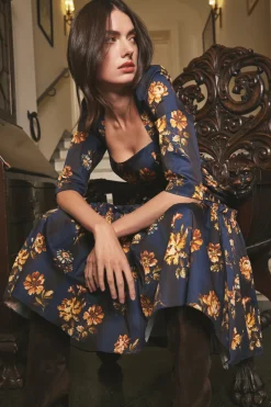Blue Hill Dress in Amour Flora Navy