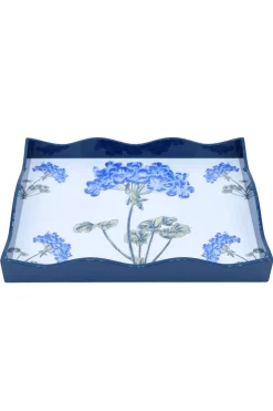 Blue Hydrangea Lacquerware Scalloped Tray