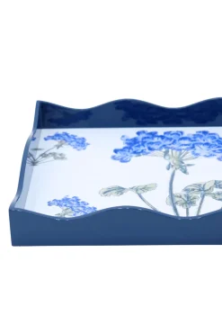 Blue Hydrangea Lacquerware Scalloped Tray