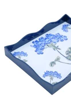 Blue Hydrangea Lacquerware Scalloped Tray