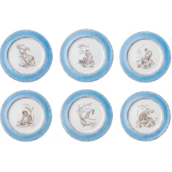 Blue Monkey Dessert Plates, Set of 6