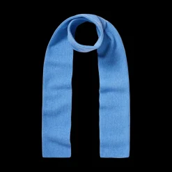 Blue Solid Scarf with Thin Stripe